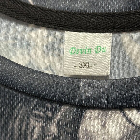Devin Du sz 3XL RUNS SMALL CHECK MEASUREMENTS gray horror faces short sleeve top - Picture 4 of 6